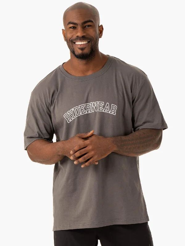 Men's mock - neck t - shirts with a modern and sleek styleOversized T-Shirt - Charcoal