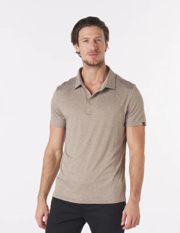 Men's polo t - shirts with a contrast collar for a preppy lookPin Seeker Polo: Mocha Heather