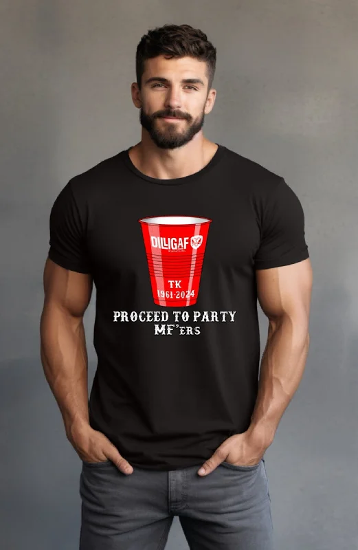 Men's v - neck muscle t - shirts for a body - building aestheticProceed To Party T-Shirt