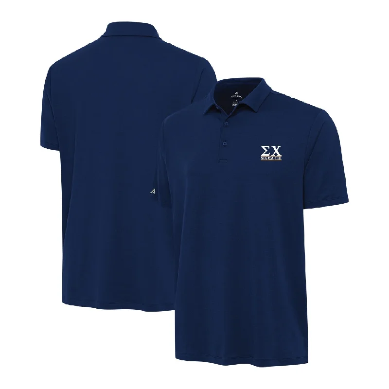 Men's ribbed t - shirts with a textured finish for added styleSigma Chi Reprocess Polo in Navy