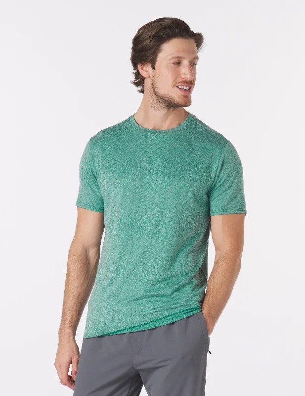 Men's button - front t - shirts with a unique artistic printSalton Short Sleeve: Emerald Heather