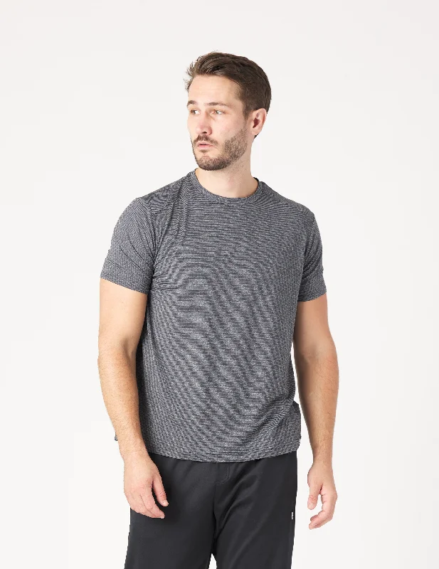 Men's v - neck muscle t - shirts for a body - building aestheticSalton Short Sleeve: Black and White Stripe