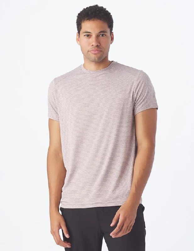 Men's organic cotton crew - neck t - shirts for everyday comfortSalton Short Sleeve: Mauve Heather and White Stripe