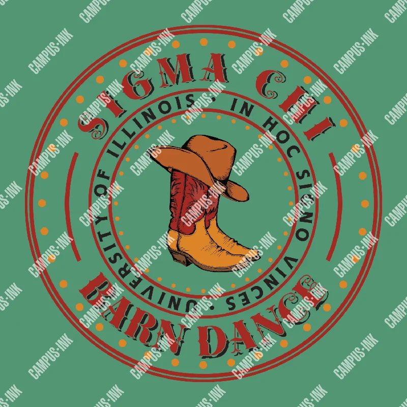 Men's eco - friendly recycled t - shirts for sustainable fashion choicesSigma Chi Barn Dance Circle Badge Design Men's eco - friendly recycled t - shirts for sustainable fashion choicesSigma Chi Barn Dance Circle Badge Design