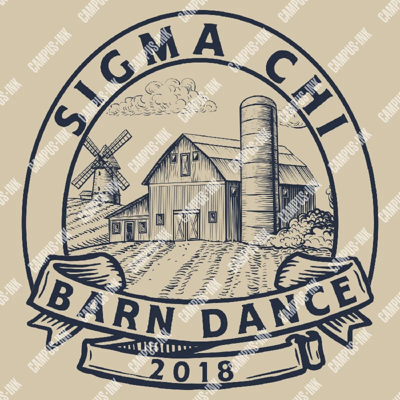 Men's lightweight performance t - shirts for running marathonsSigma Chi Barn Dance Farm Logo Design