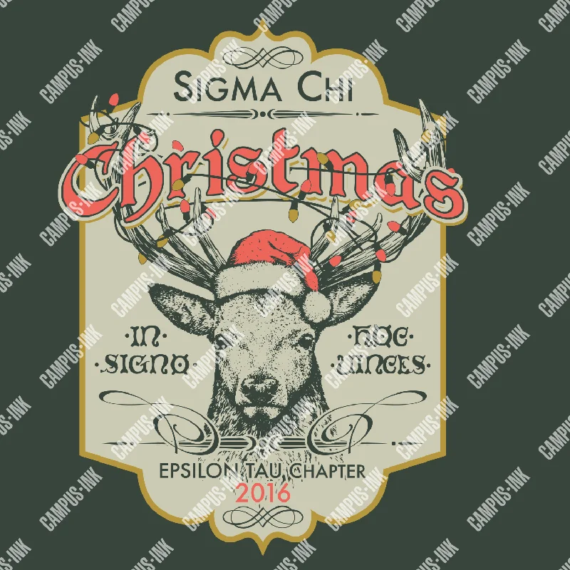 Men's tie - dye t - shirts with a bohemian styleSigma Chi Christmas Deer Design