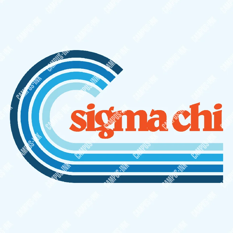 Men's eco - friendly recycled t - shirts for sustainable fashion choicesSigma Chi Cool Blue Wave Design