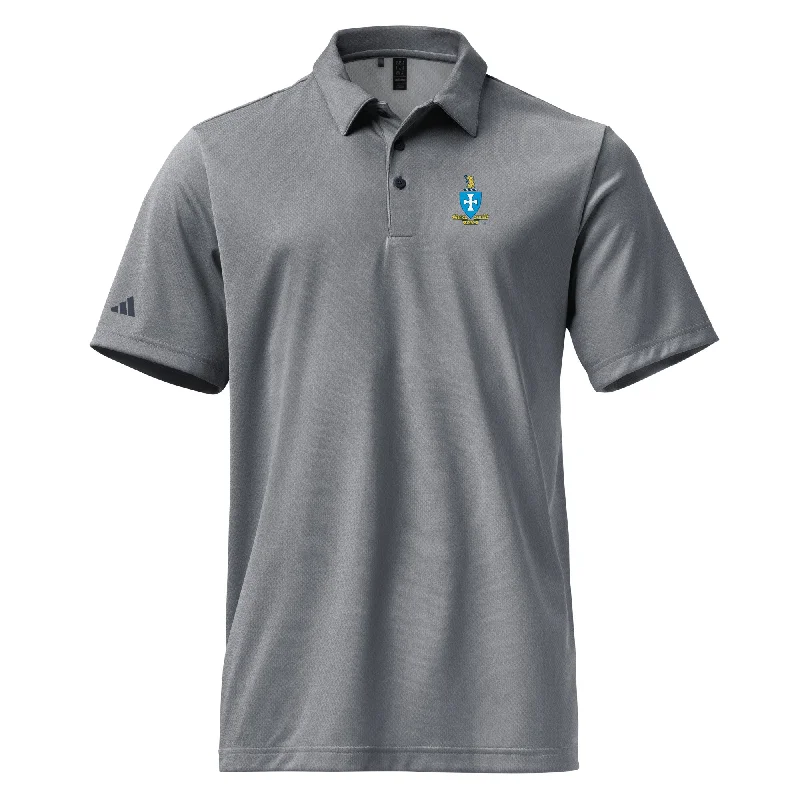 Men's short - sleeve linen t - shirts for summer beach outingsSigma Chi Crest Space Dyed Polo by Adidas Men's short - sleeve linen t - shirts for summer beach outingsSigma Chi Crest Space Dyed Polo by Adidas