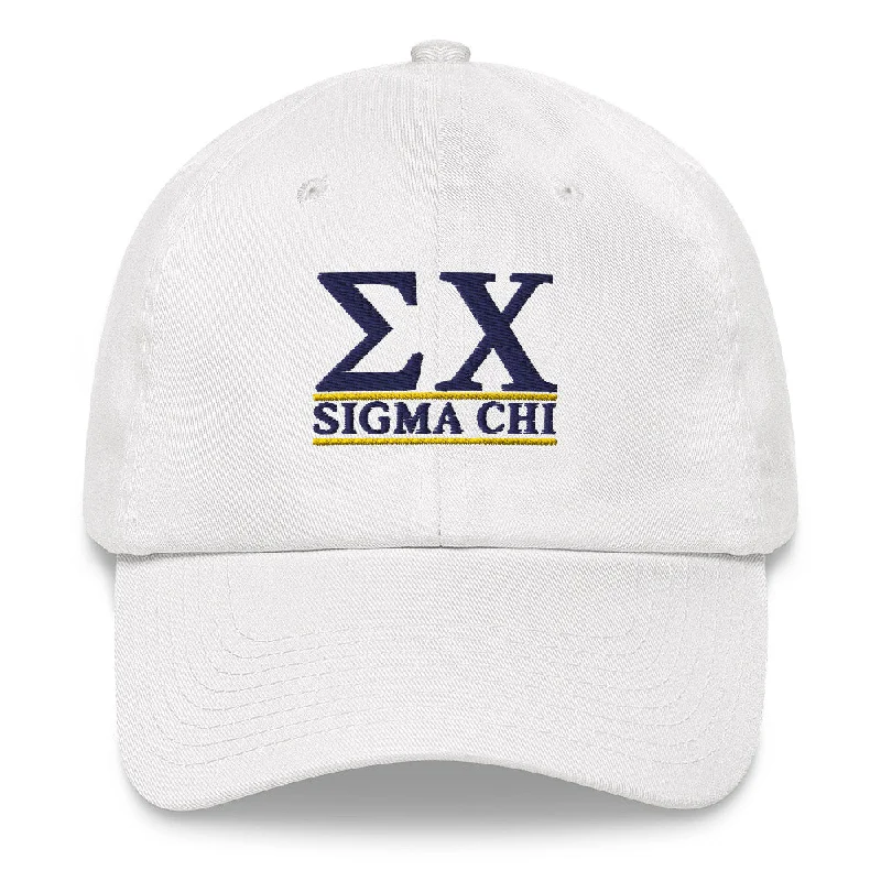 Men's mock - neck t - shirts with a modern and sleek styleSigma Chi Greek Letters Dad Hat (White) Men's mock - neck t - shirts with a modern and sleek styleSigma Chi Greek Letters Dad Hat (White)