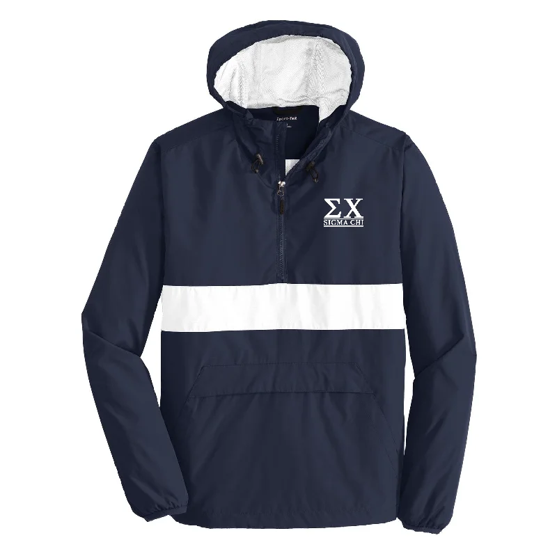 Men's antimicrobial t - shirts for odor - free freshness during travelSigma Chi Greek Letters Pocket Anorak Pullover (Navy/White) Men's antimicrobial t - shirts for odor - free freshness during travelSigma Chi Greek Letters Pocket Anorak Pullover (Navy/White)