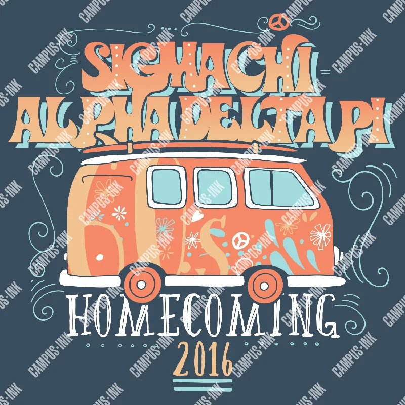 Men's polo t - shirts with a contrast collar for a preppy lookSigma Chi Hippie Van Design Men's polo t - shirts with a contrast collar for a preppy lookSigma Chi Hippie Van Design