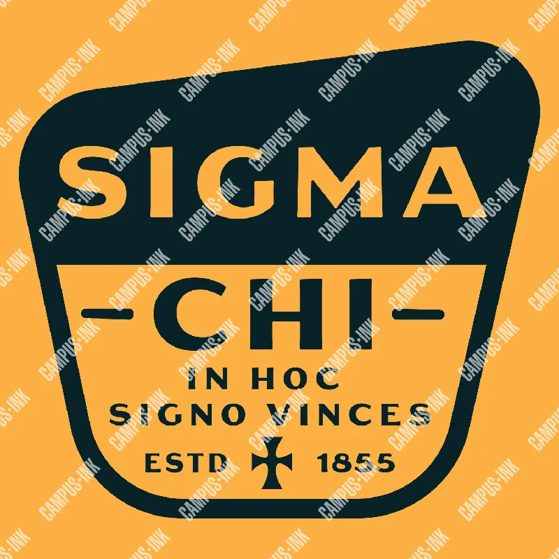 Men's mock - neck t - shirts with a modern and sleek styleSigma Chi In Hoc Badge Design