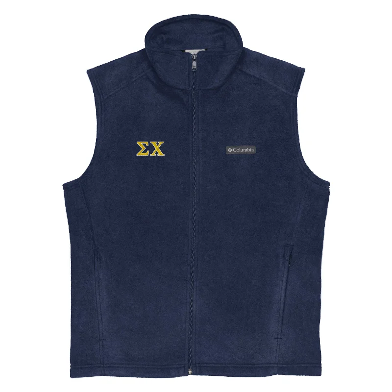 Men's smart - casual checkered t - shirts for semi - formal occasionsSigma Chi Letters Fleece Vest by Columbia Men's smart - casual checkered t - shirts for semi - formal occasionsSigma Chi Letters Fleece Vest by Columbia