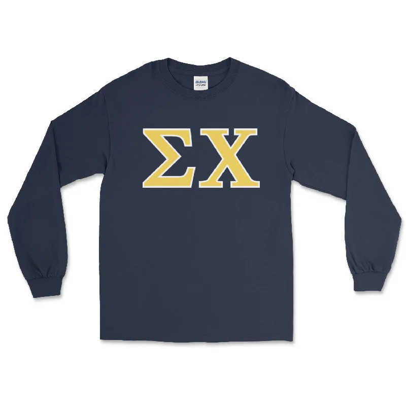 Men's UV - protection t - shirts for outdoor activities in the sunSigma Chi Letters Long Sleeve T-Shirt Men's UV - protection t - shirts for outdoor activities in the sunSigma Chi Letters Long Sleeve T-Shirt