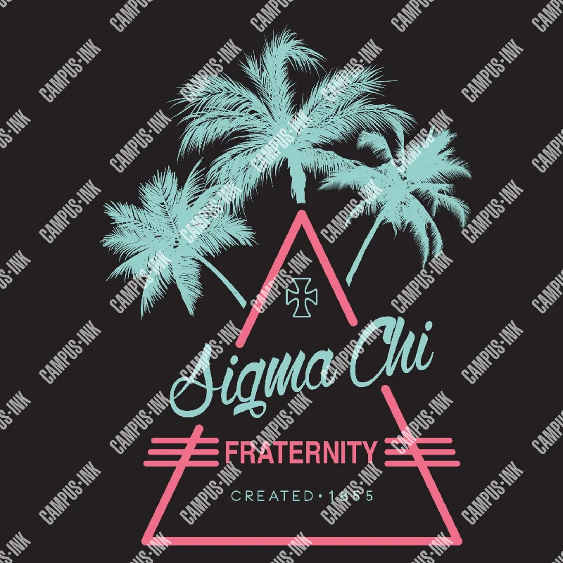 Men's antimicrobial t - shirts for odor - free freshness during travelSigma Chi Miami Triangle Design