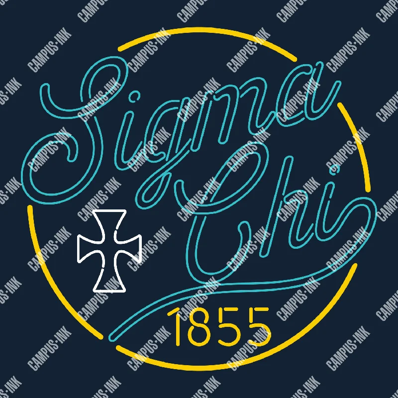 Men's slim - fit graphic t - shirts with vintage rock band printsSigma Chi Neon Sign Design