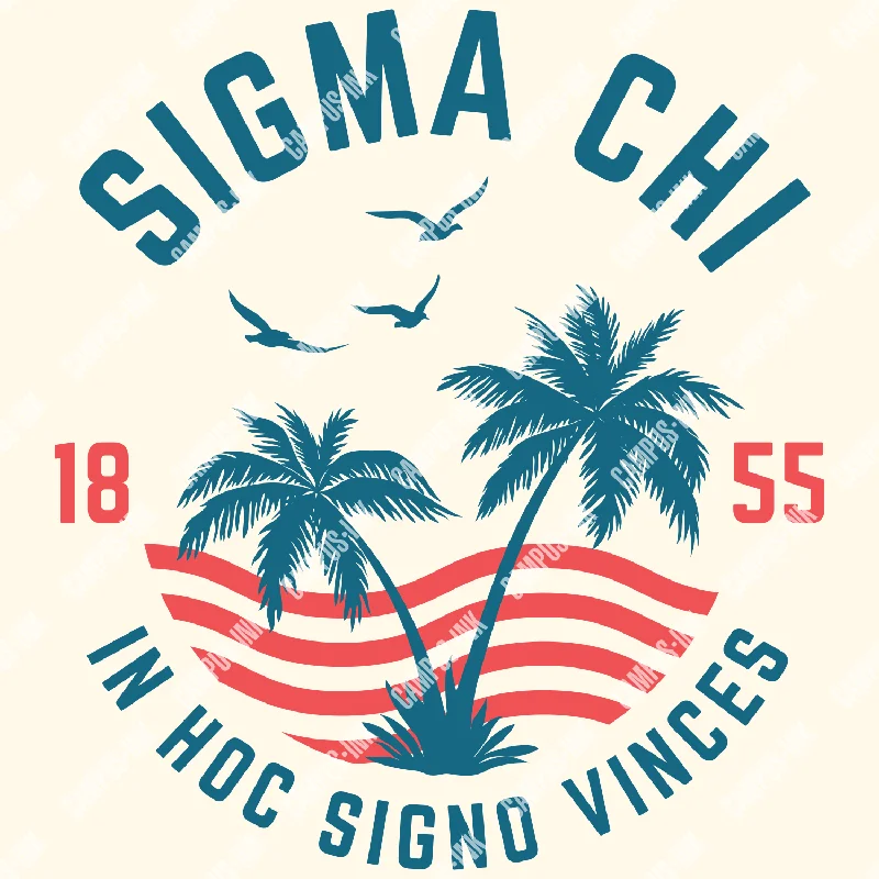 Men's distressed denim - look t - shirts with a rugged appealSigma Chi Palms & Waves Design