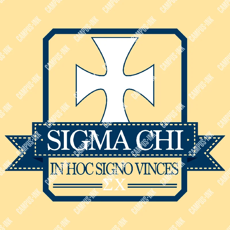 Men's button - front t - shirts with a unique artistic printSigma Chi Preppy Box Logo Design