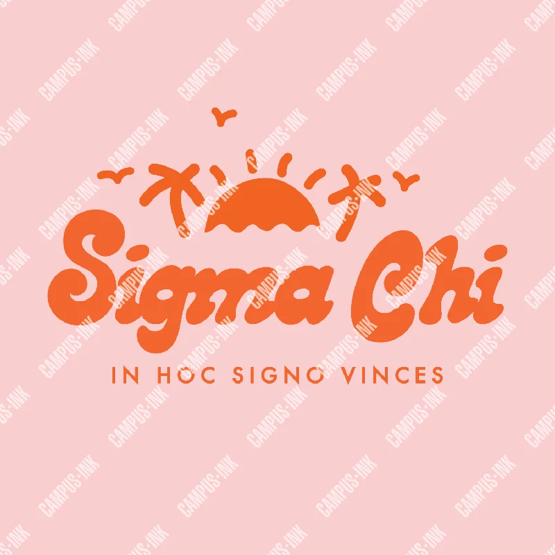 Men's distressed denim - look t - shirts with a rugged appealSigma Chi Retro Beach Design