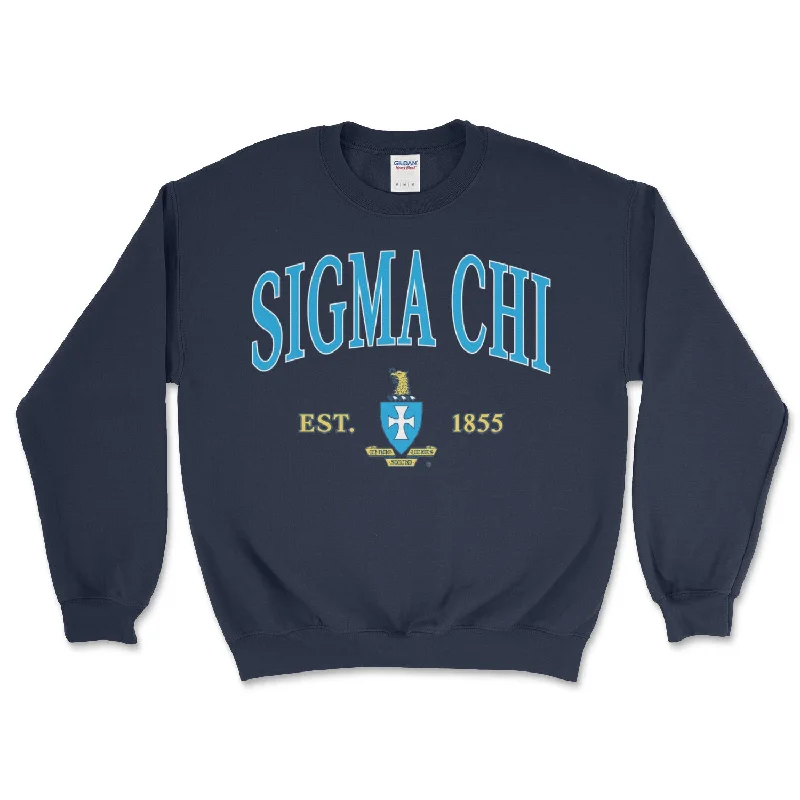 Men's organic cotton crew - neck t - shirts for everyday comfortSigma Chi Vintage Crest Crewneck Sweatshirt (Navy) Men's organic cotton crew - neck t - shirts for everyday comfortSigma Chi Vintage Crest Crewneck Sweatshirt (Navy)