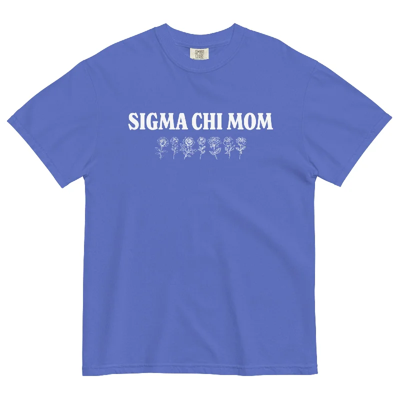 Men's ribbed t - shirts with a textured finish for added styleSigma Chi White Rose Mom T-Shirt in Blue