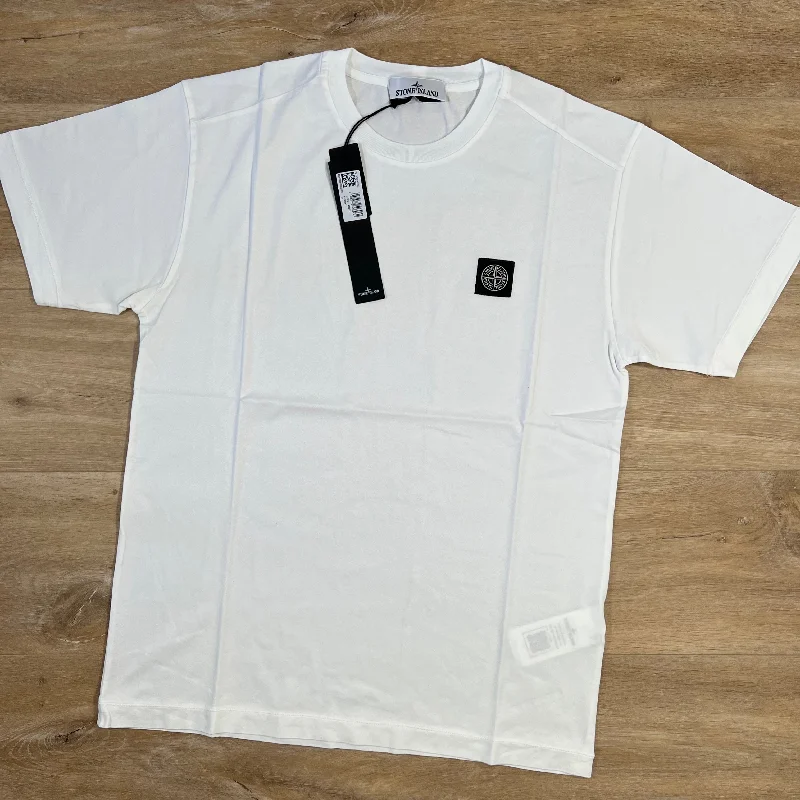 Men's thermal t - shirts with a high - neck design for cold weatherStone Island Patch Logo T-Shirt in White