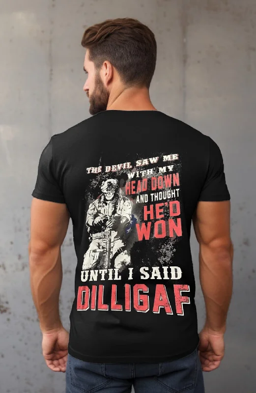Men's short - sleeve linen t - shirts for summer beach outingsThe Devil Saw Me Tee