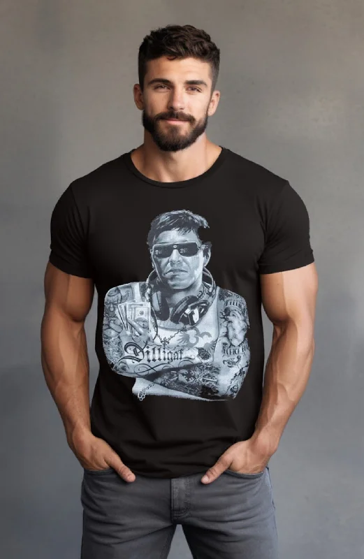 Men's distressed denim - look t - shirts with a rugged appealThe Tony