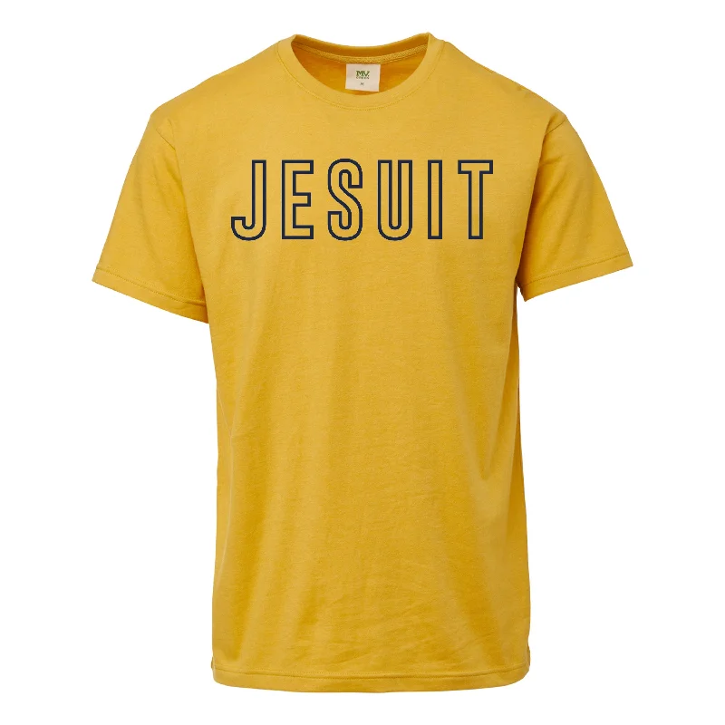Men's antimicrobial t - shirts for odor - free freshness during travelThrowback style gold JESUIT tee