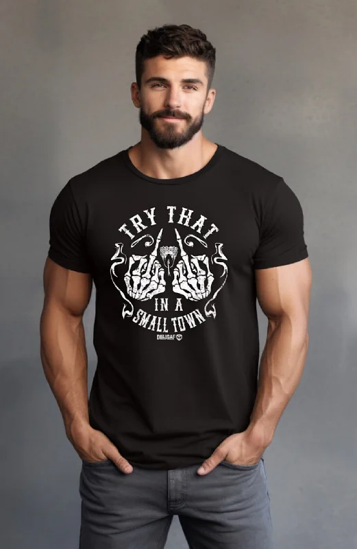 Men's short - sleeve linen t - shirts for summer beach outingsTry That in a Small Town/ Snake