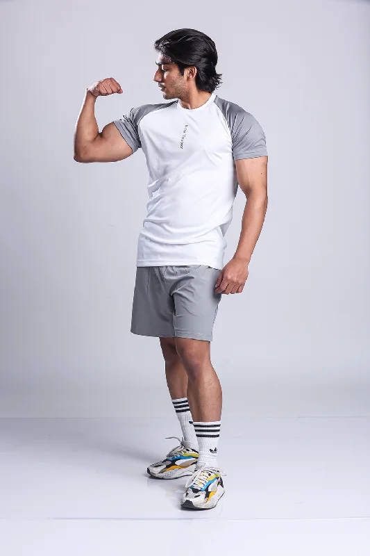 Men's slim - fit graphic t - shirts with vintage rock band printsActive Two-tone T-shirt- White/Grey