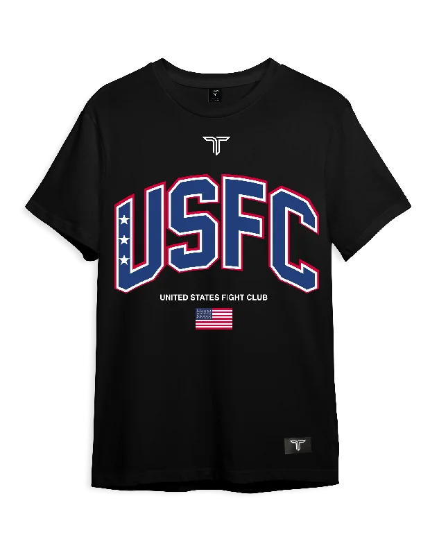 Men's organic cotton crew - neck t - shirts for everyday comfortUSFC T-Shirt - Black