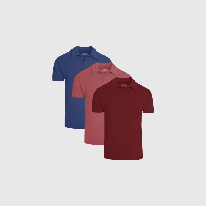 Men's long - sleeve henley t - shirts with button - down placketsWinter Polo 3-Pack