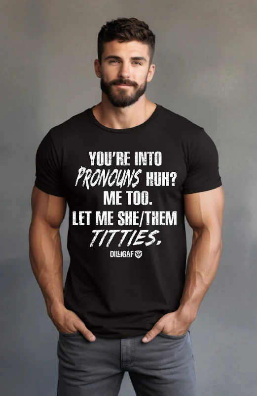 Men's long - sleeve henley t - shirts with button - down placketsYou're Into Pronouns Huh? T-Shirt