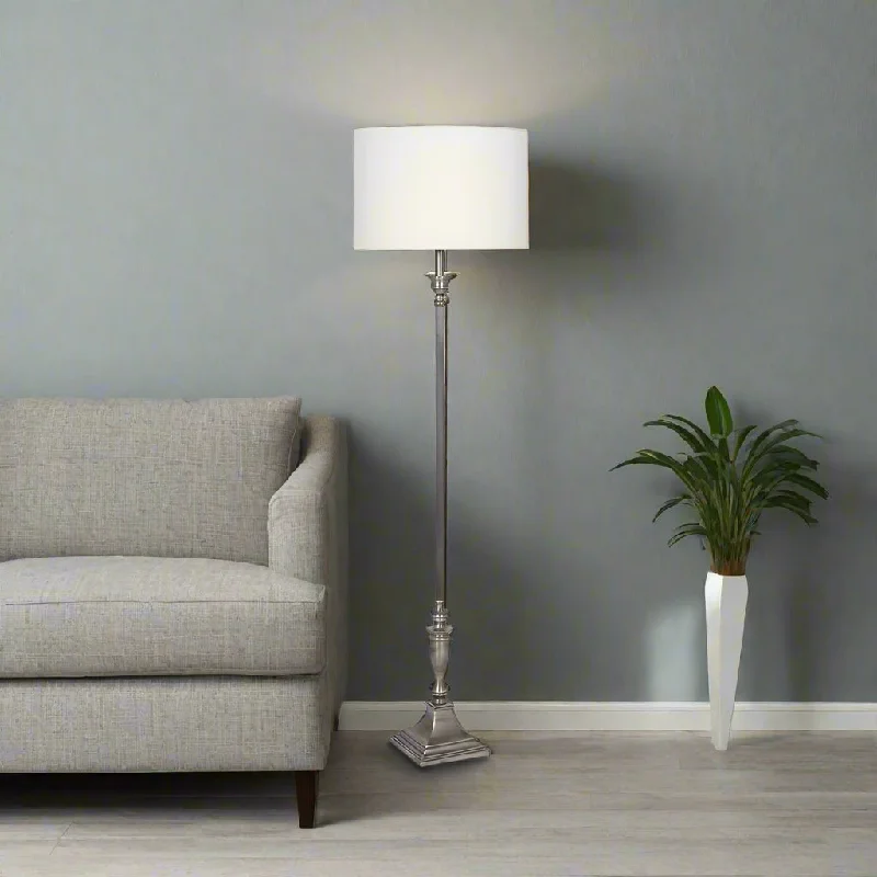 Rustic Farmhouse Style Floor Lamp for Cozy BedroomsRustic Farmhouse Style Floor Lamp for Cozy BedroomsFloor Lamp Burnished Silver Column 136cm