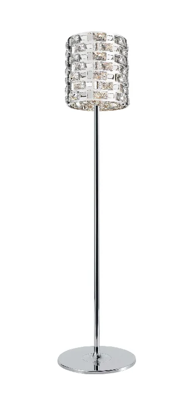 Bohemian Inspired Floor Lamp for Eclectic Home DecorImpex CFH1811/03/FL/CH Lola 3 Light Floor Lamp Chrome Crystal