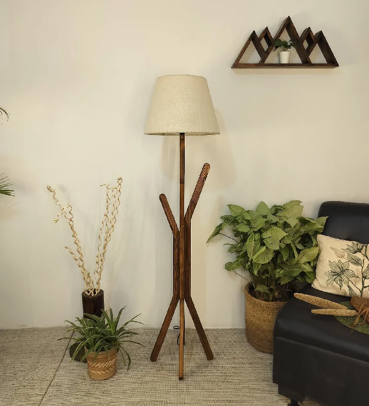 USB Charging Port Floor Lamp for Convenient Device ChargingVrikshya Wooden Floor Lamp with Brown Base and Premium Beige Fabric Lampshade (BULB NOT INCLUDED) USB Charging Port Floor Lamp for Convenient Device ChargingVrikshya Wooden Floor Lamp with Brown Base and Premium Beige Fabric Lampshade (BULB NOT INCLUDED)